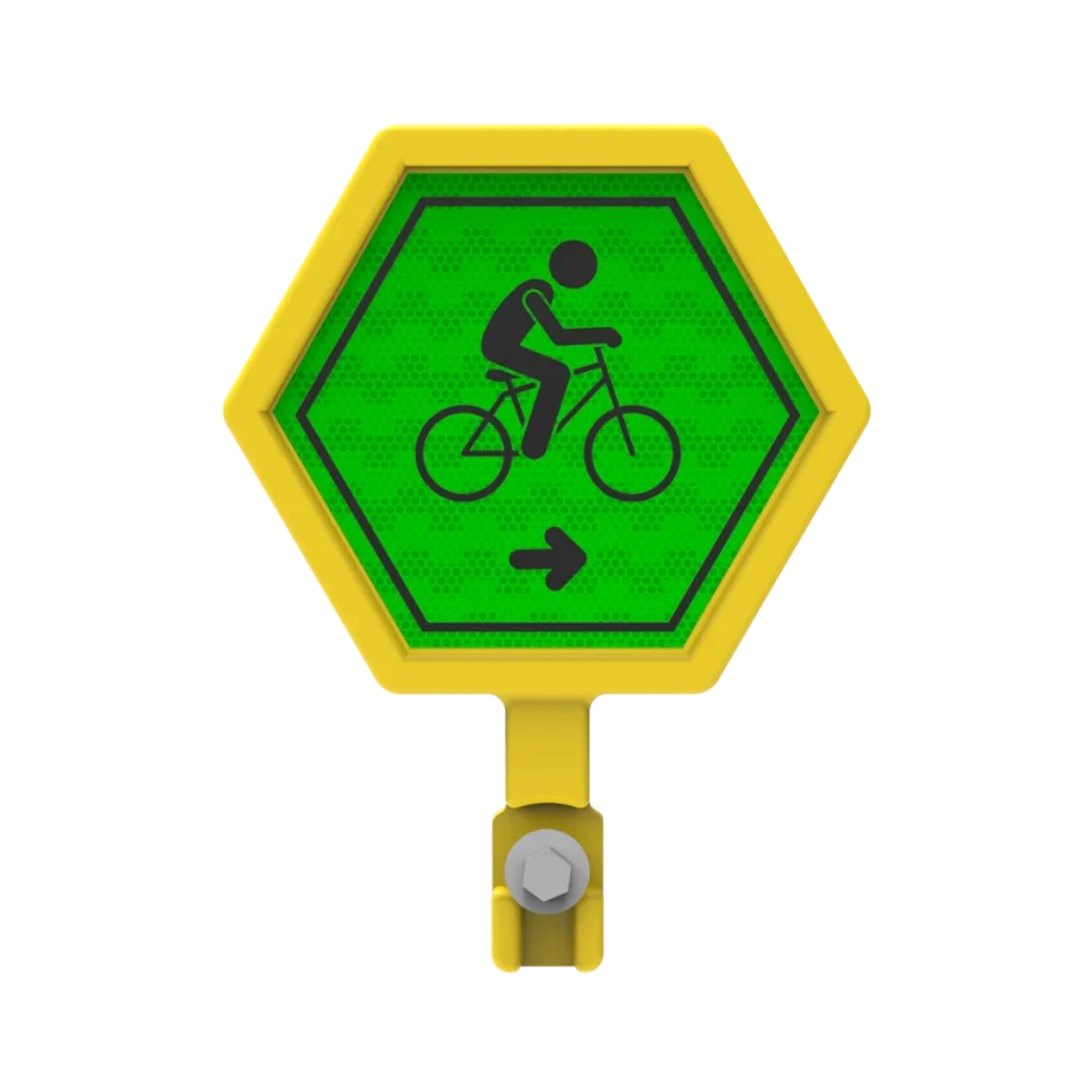 Paleta informativa con gancho. Ideal para dirigir el camino de ciclistas